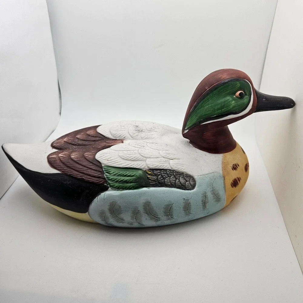 Vintage Crown Hand Painted Mallard Duck Figurine Statue Ceramic Decoy